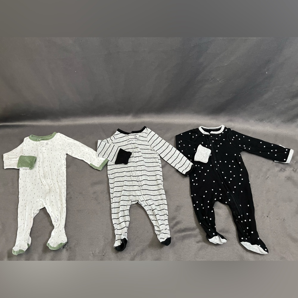 Lot of 3 - Cloud Island - Footed Zip Up Sleepers - Newborn - 100% Cotton - New